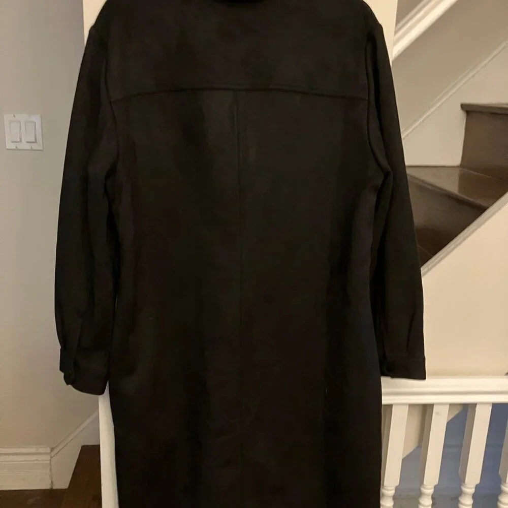 NWOT Lesley Evers Black Suede Shirtdress - Picture 8 of 9